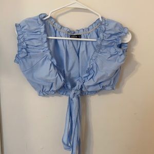 off the shoulder tie top